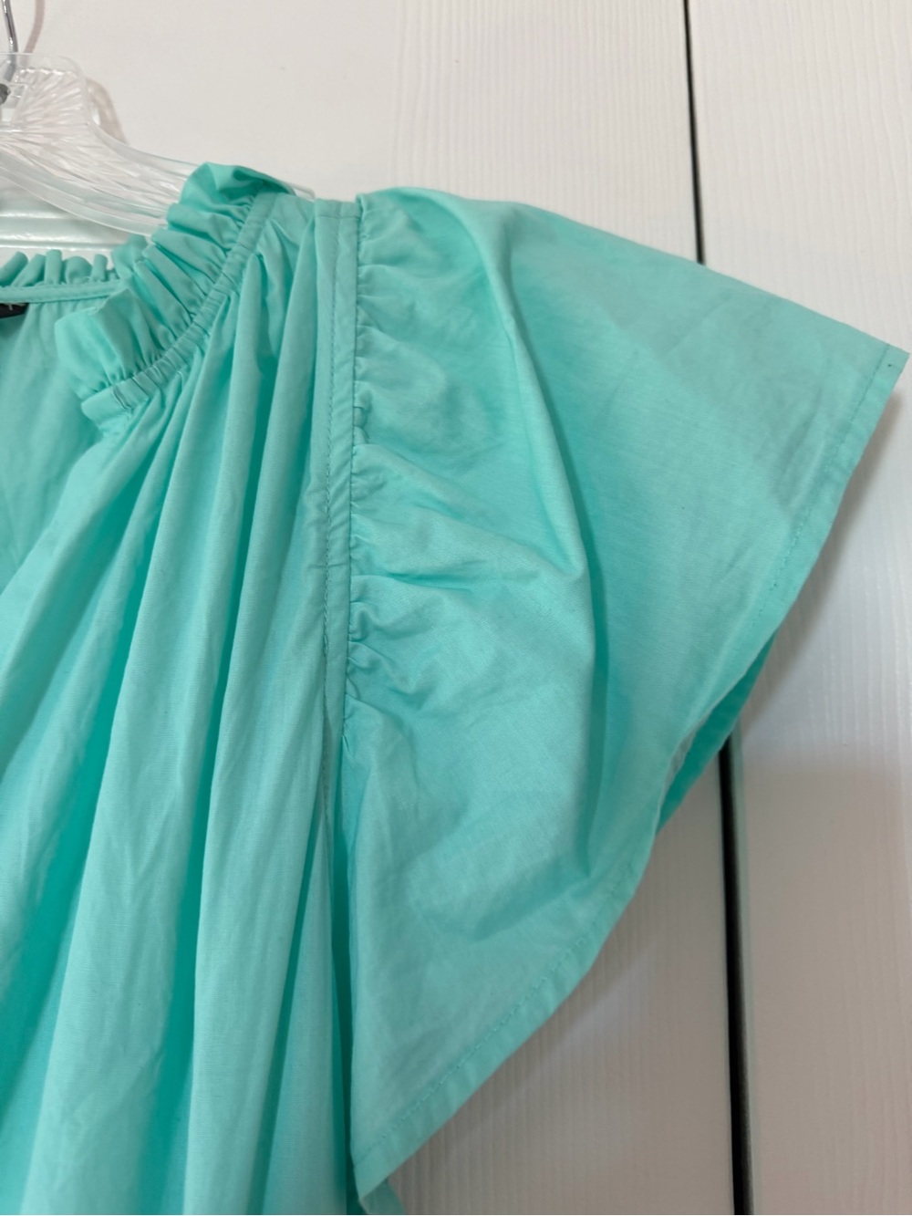 Versona Seafoam Ruffle Neck Blouse - Picture 2 of 7